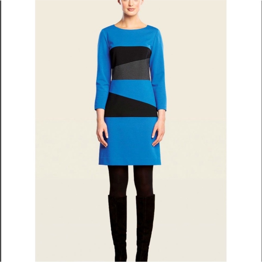 Carlisle Blue and Black Long Sleeve Dress